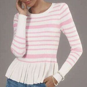 NWT Anthropologie Maeve Peplum Stripe Sweater